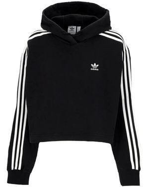 adidas Cropped Hoodie Met Pluche Binnenkant - Zwart