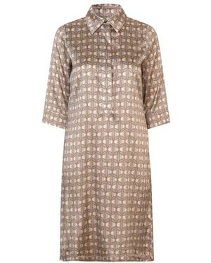 Dea Kudibal Grafisches Seidenhemdkleid Apostle - Natur
