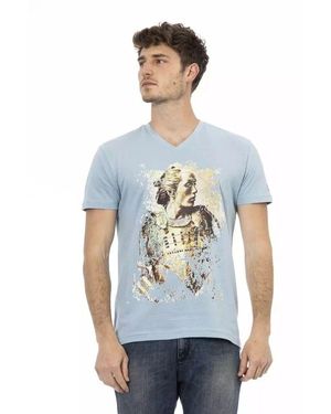 Trussardi Elegantes v-ausschnitt t-shirt mit frontprint - Blau