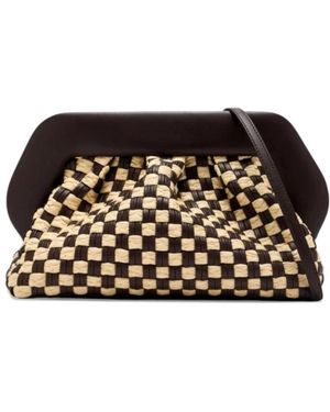 THEMOIRÈ Raffia En Leren Clutch - Zwart