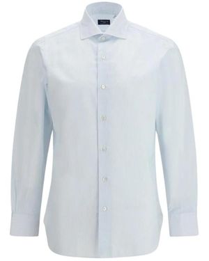 Finamore 1925 Katoenen Overhemd Met Patroon - Blauw