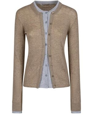Acne Studios Cardigan Aus Seide Und Wolle Im Lagenlook - Braun