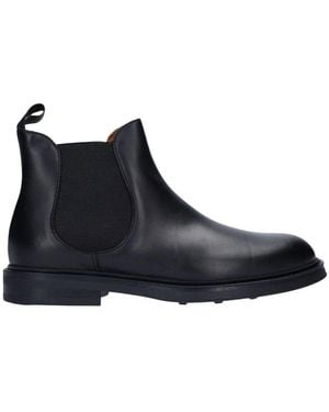 Frau Schwarze Chelsea-Stil Lederstiefeletten - Blau