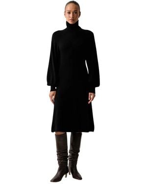 Pinko Kleedjes ,Zwart ,Wol Midi Gebreide Jurk