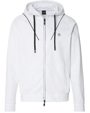 BOSS Sportlicher Zip-Up Hoodie Mit Reflektierenden Details - Weiß