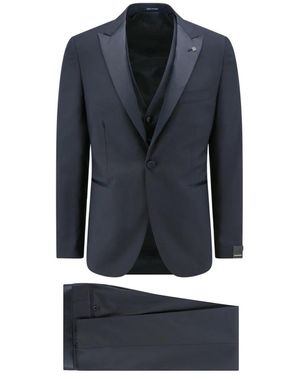 Tagliatore Virgin Wool Tuxedo Mit Weste - Blau