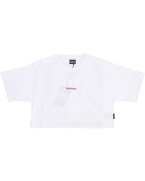 Propaganda Weißes Crop Tee Mit Besticktem Logo