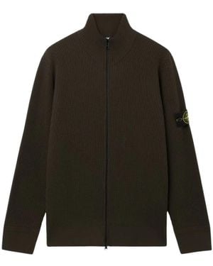 Stone Island Cardigan Van Scheerwol - Groen