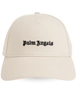 Palm Angels Accessoires ,Wit ,Katoen Gebogen Logo Baseballpet - Naturel