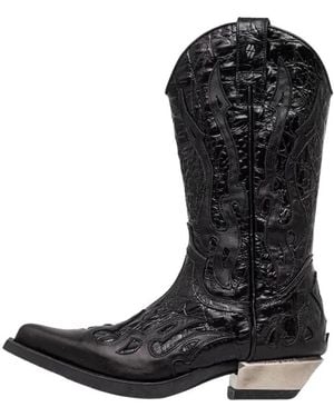 New Rock Cowboy Boots - Negro