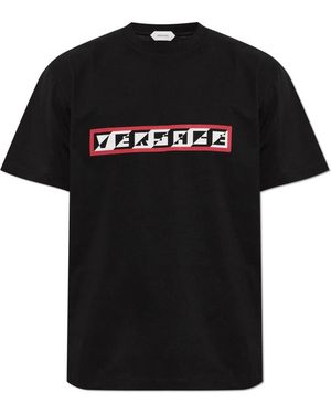 Versace Tops ,Zwart ,Katoen Katoenen T-Shirt Met Print