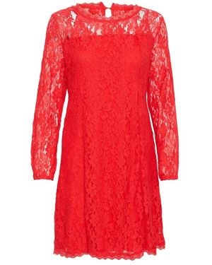 Cream Short Dresses - Red
