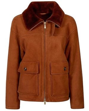 Eleventy Leather Jackets - Marrón