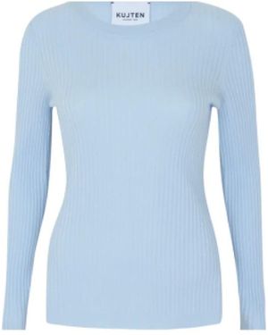 Kujten Trui Met Ronde Hals En Ribbelstructuur - Blauw