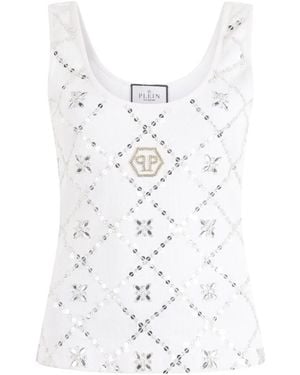 Philipp Plein Sleeveless Tops - Blanc