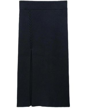Filippa K Ribgebreide Midi-Rok - Blauw