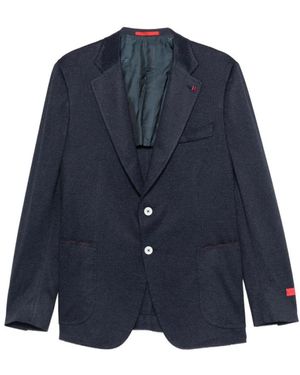 Isaia Geknöpfter Web-Blazer - Blau