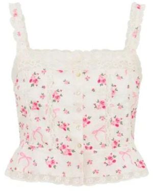 LoveShackFancy Baumwolle Rose & Schleife Cami Top - Pink
