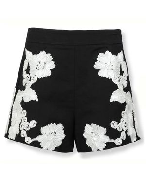 Jonathan Simkhai Sammie Soutache Linnen Short - Zwart