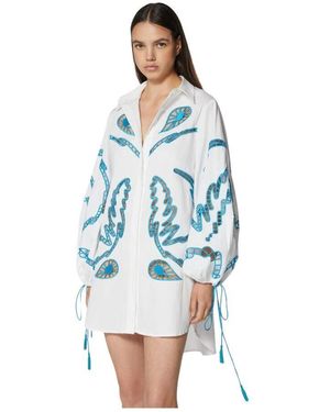 Silvian Heach Oversized Hemd Mit Cut-Out-Stickerei - Blau