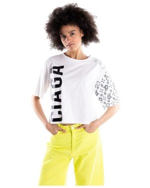 Brand Unique Crop Crewneck T-Shirt - Wit