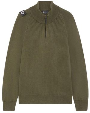 Ma Strum Quarter zip strickpullover mit geripptem stretchgewebe - Grün