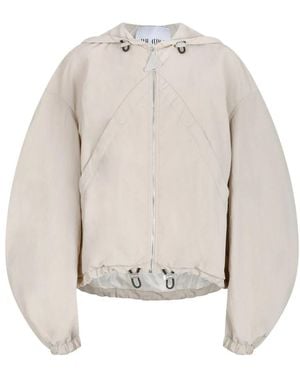 The Attico Witte Ice Hooded Bomber Jacket - Grijs