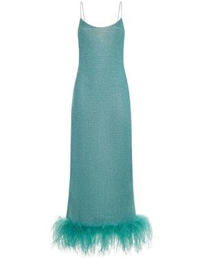 Oséree Lumière Plumage Slip Dress - Blauw