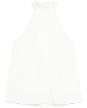 Silk95five Overhemden ,Wit ,Mouwteloze Geplooide Top Met Hoge Hals