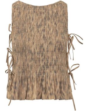 Ganni Sleeveless Tops - Natural