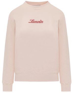 Lanvin Sudadera Con Logo Manuscrito Bouclette, Mujer, Talla - Rosa