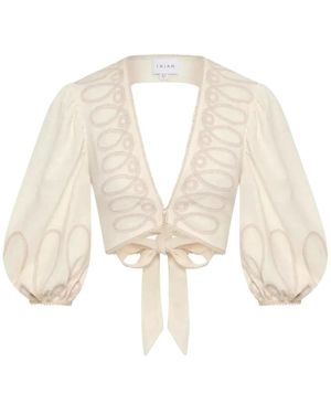 Ixiah Overhemden ,Wit ,Linnen Crème Strikblouse Alkali Stijl - Naturel
