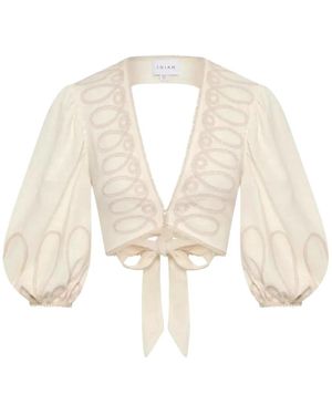Ixiah Overhemden ,Wit ,Linnen Crème Strikblouse Alkali Stijl - Naturel