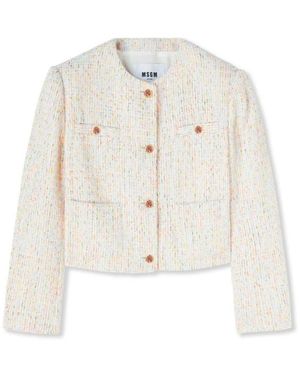MSGM Tweed Jacke - Weiß