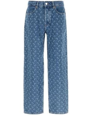 Marine Serre Straight Fit Jeans - Blue