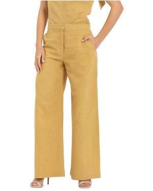 Kocca Broeken ,Geel ,Katoen High-Waisted Wide-Leg Broeken