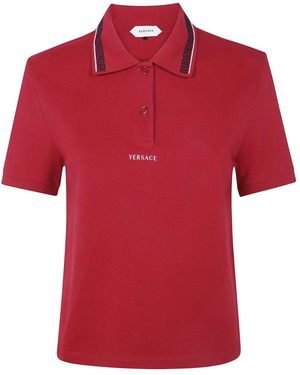 Versace Polo Piquet Met Logo En Greca Borduurwerk - Rood