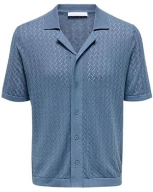 Only & Sons Onssanto Resort Strickhemd - Blau