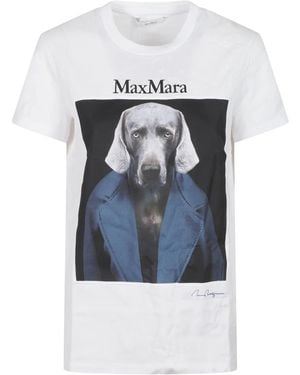 Max Mara Tops ,Wit ,Katoen Mxmcalca T-Shirt - Blauw