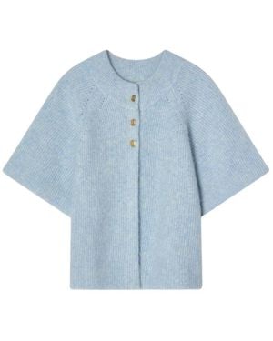 BUSNEL Vilanie Mohair-Cardigan Mit Kurzen Ärmeln - Blau