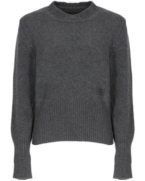 MM6 by Maison Margiela Truien & Vesten ,Grijs ,Wol Wool Round-Neck Sweater