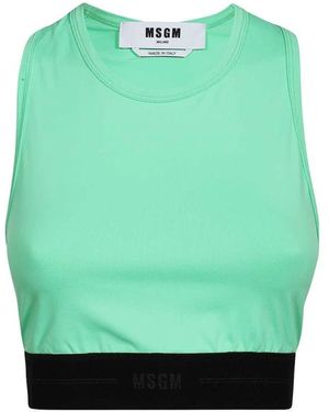 MSGM Tops ,Groen ,Sportieve Tanktop Met Elastische Tailleband
