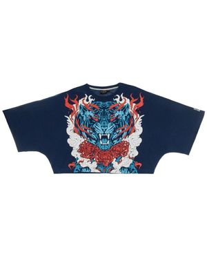 DOLLY NOIRE Damen Cropped T-Shirt - Blau