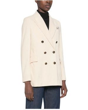 Circolo 1901 Jassen ,Wit ,Katoen Corduroy Double-Breasted Jacket - Naturel