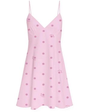 MC2 Saint Barth Kleedjes ,Roze ,Katoen Mini Jurk Met Bloemen