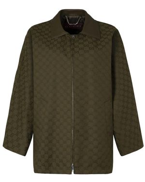 Gucci Stoffen Jas Met Lamsvacht Kraag - Groen