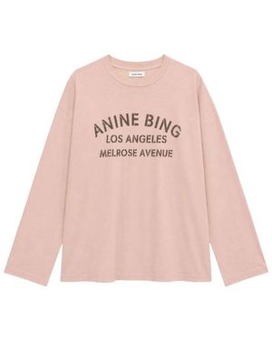 Anine Bing Tops ,Roze ,Ivan Long Sleeve Melrose Stencil