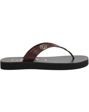 Gucci Schoenen ,Bruin ,Leer Sandaal Met Double G