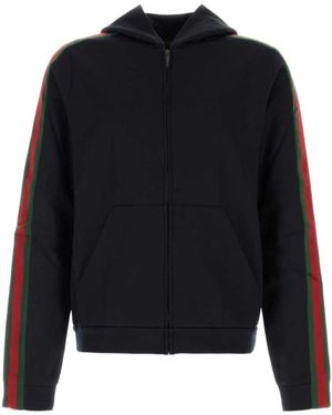 Gucci Hoodies & Sweatvesten ,Blauw ,Katoen Zijde En Katoen Sweatshirt - Zwart