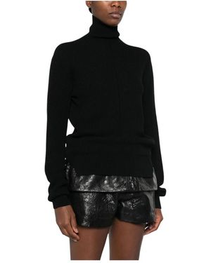 Rick Owens Rippstrick-Rollkragenpullover - Schwarz